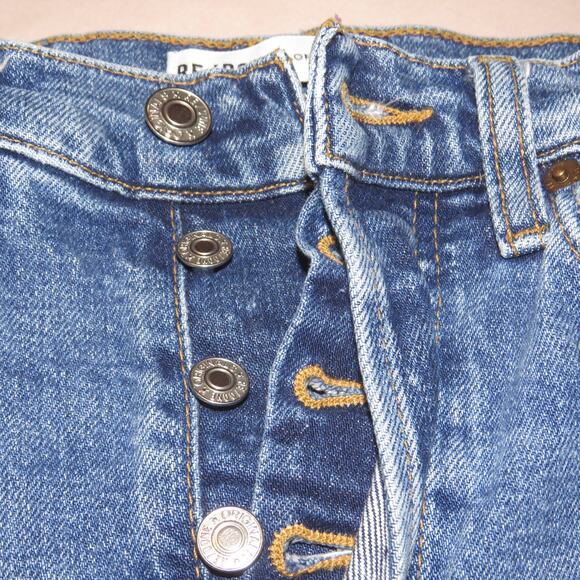 Re/Done Originals Ultra High Rise Button Fly Ankle Crop Jeans - Picture 10 of 13